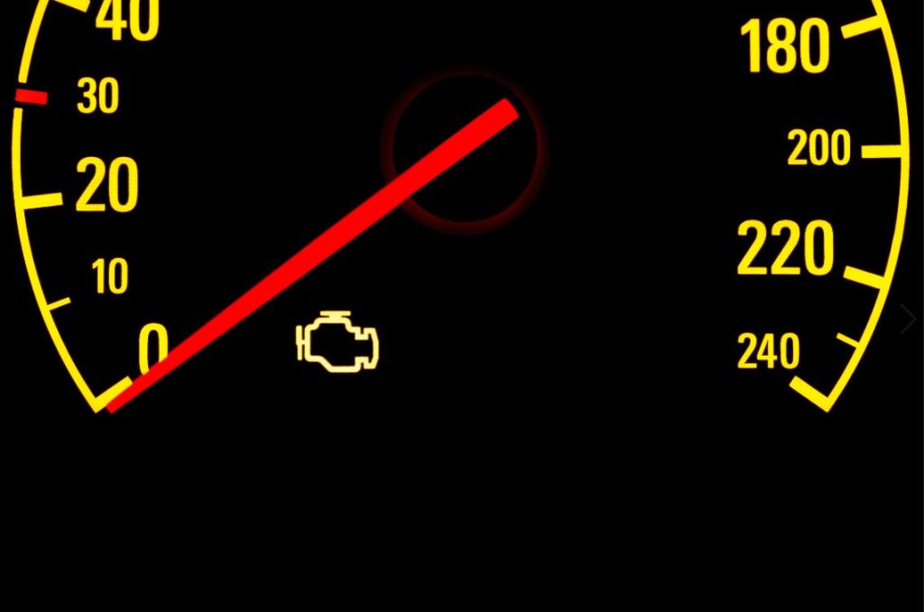 A dashboard for car engine check light