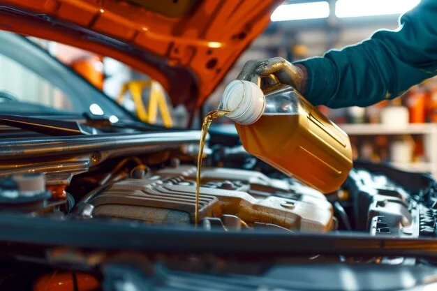 Car Engine Oil Pouring